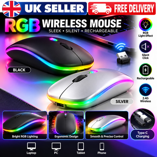 Rgb led wireless mouse - rgb,