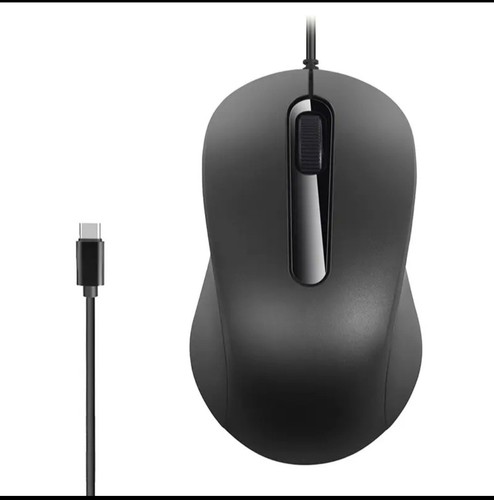 Wired usb mouse black plug - usb-c,