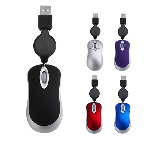 Corded mouse small retractable - corded,