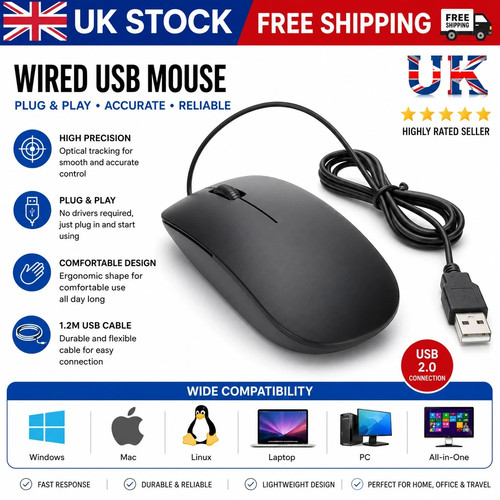 Wired usb optical mouse - mouse, plug